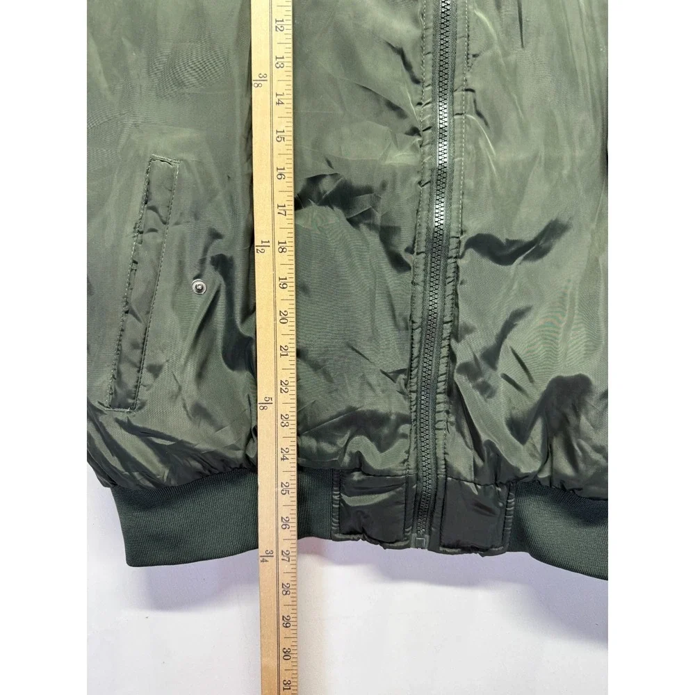 Original Deluxe Flight Bomber Jacket Mens Medium Olive Green Patch Logo Full Zip